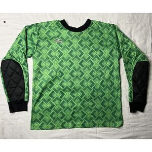 Score Soccer Jersey Youth Size Large Green Diamonds Long Sleeve Vintage 1990s